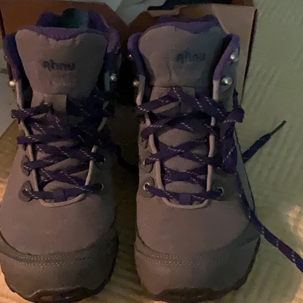 Ahnu Gray Lace Up Boots with Sporty Design